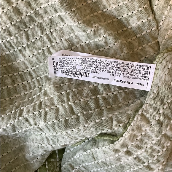 Zara Quilted Caftan Tunic Minidress Green Tribal XL - Picture 5 of 6